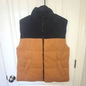Wild Fable Half Woven Vest, Tan and Black, Size XS